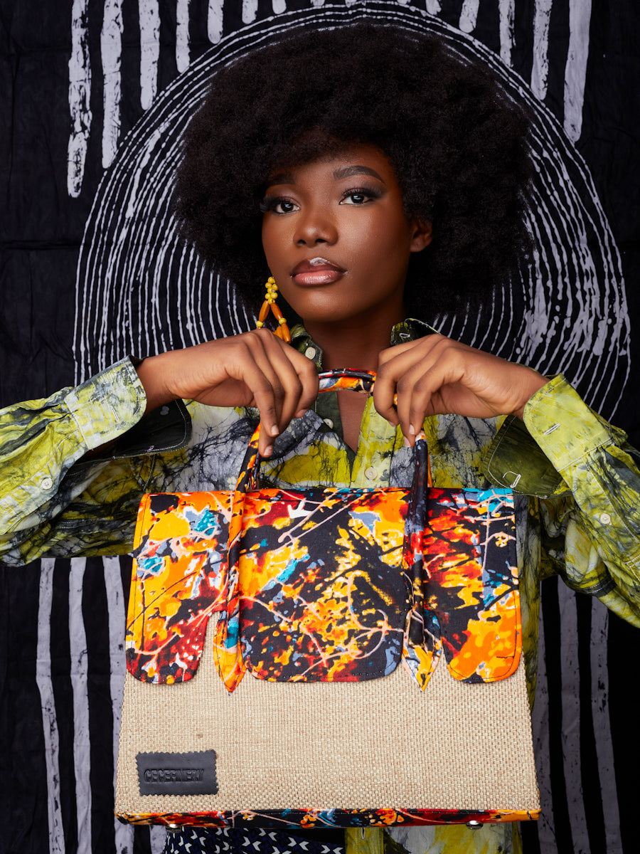 African print tote - Orange Wani Bag