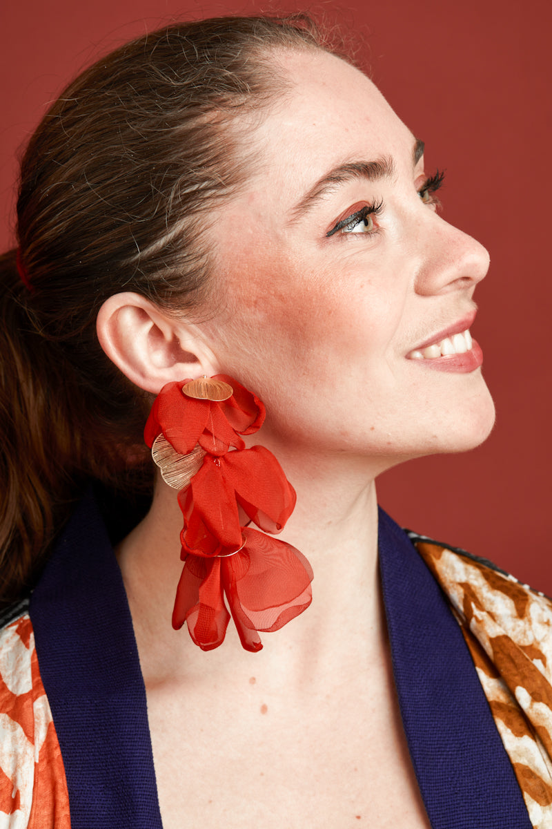 Orange Fleur earrings