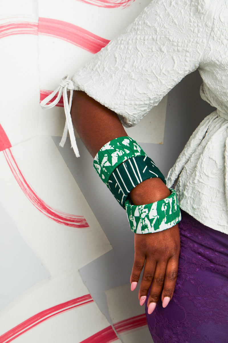 African Print Bangles - Green Summer