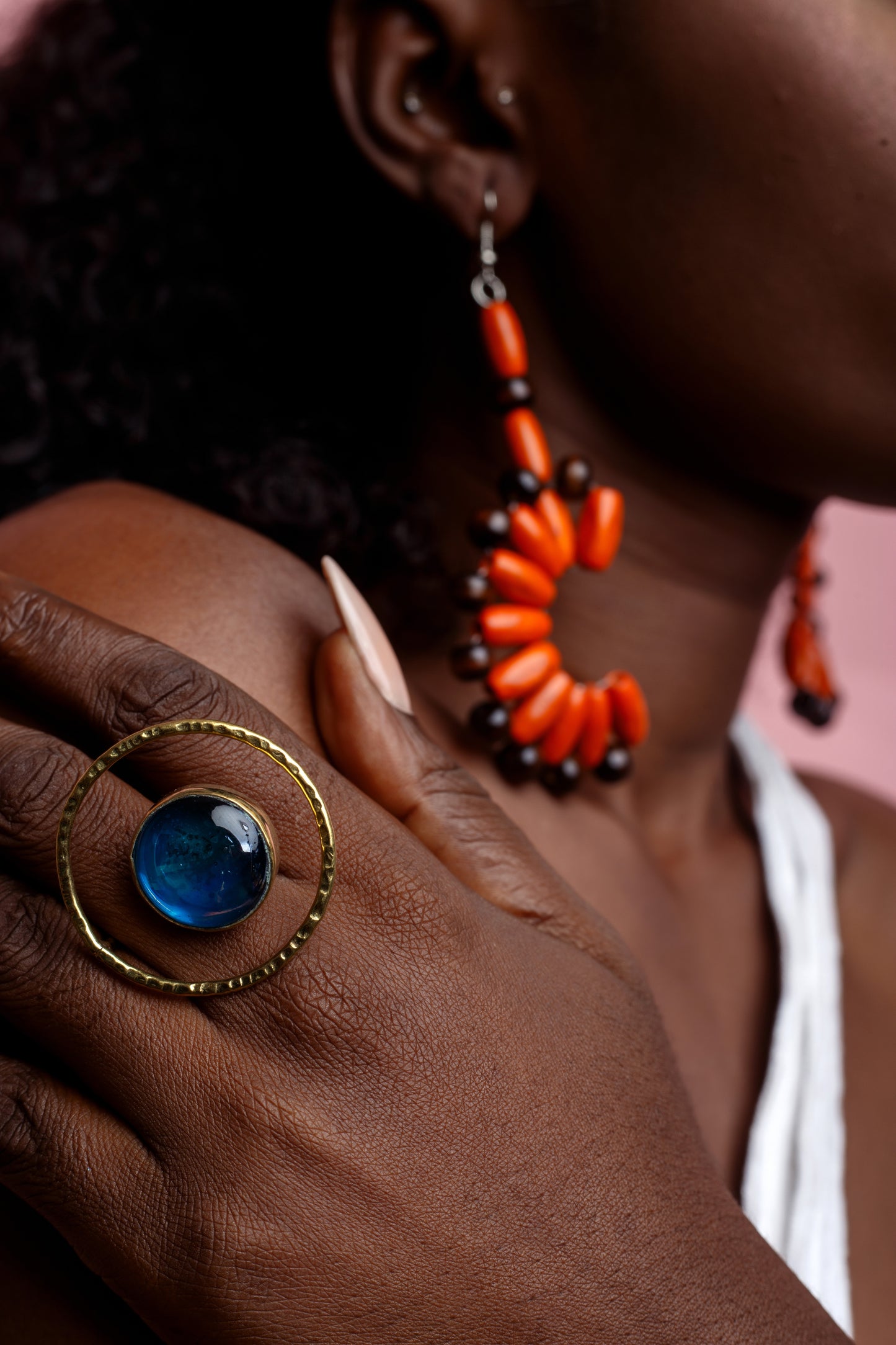 African Arty ring - Blue Nairo