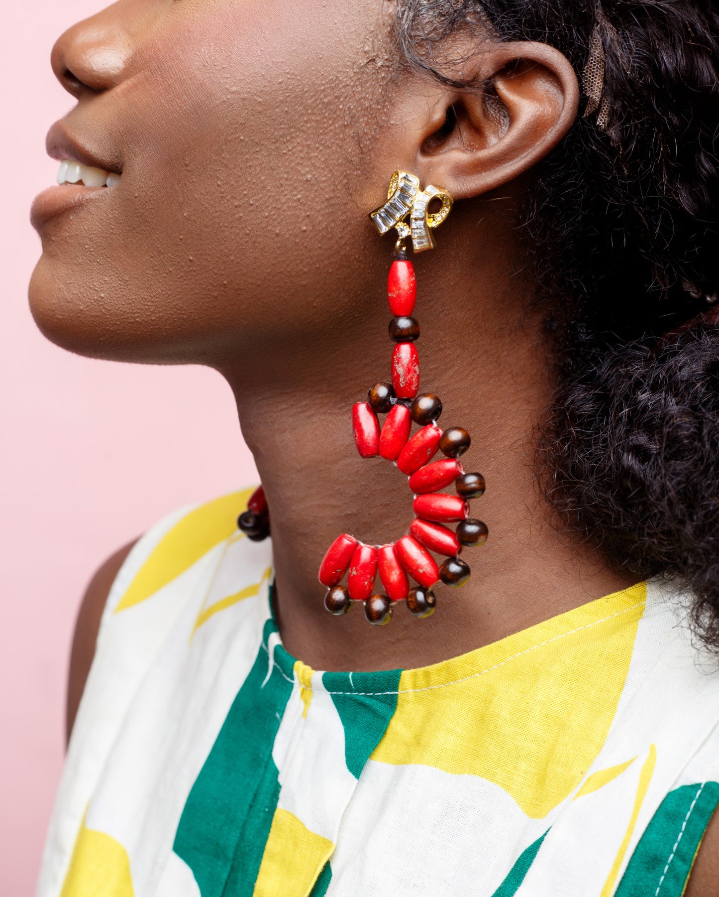 Boa African Beads Earrings- Red