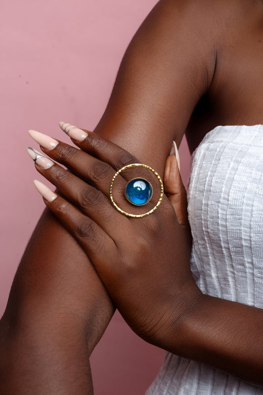 African Arty ring - Blue Nairo