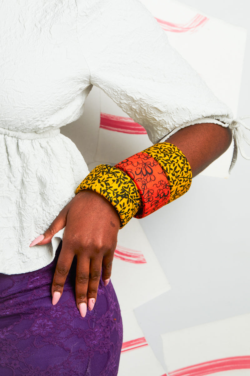 African Print Bangles - Yellow Summer