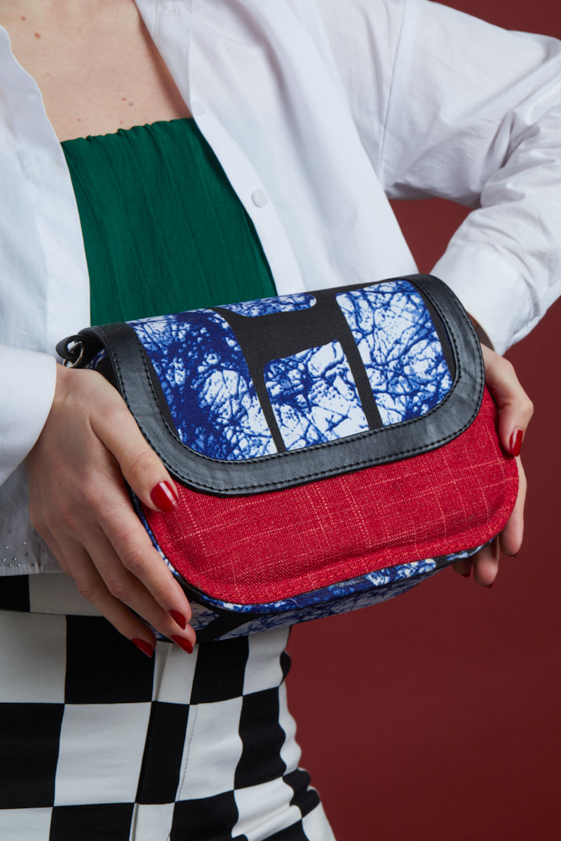 African print crossbody bag-  Red Jute