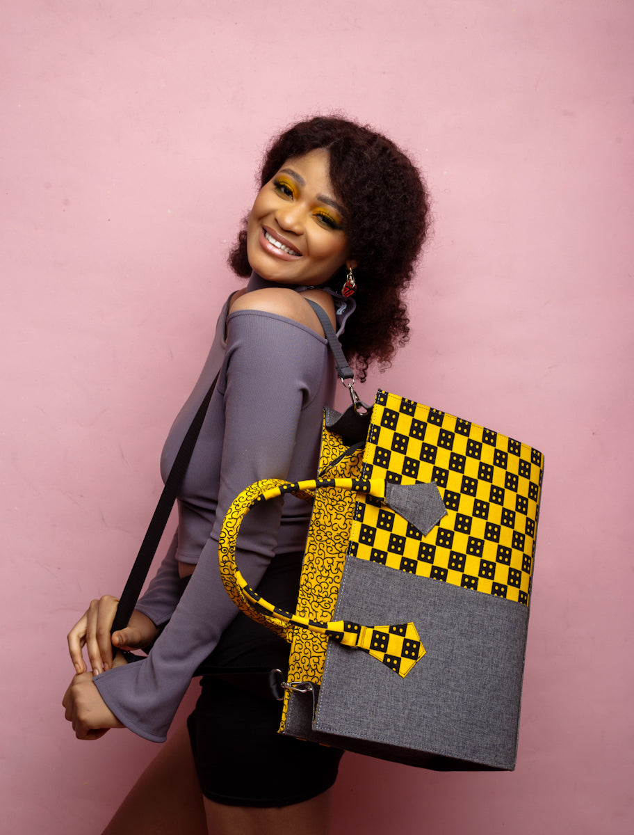African print weekend bag- Grey