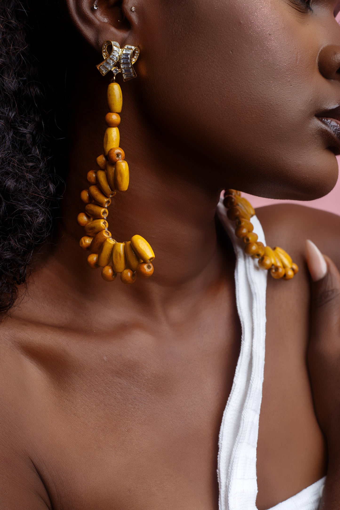 Boa African Beads Earrings- Yellow