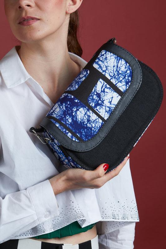 African print crossbody bag-  Black Jute