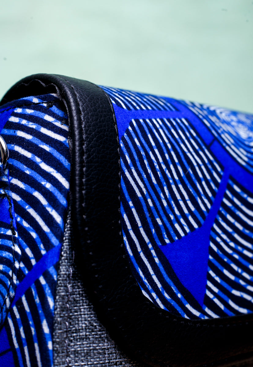 African print crossbody bag- Grey Jute