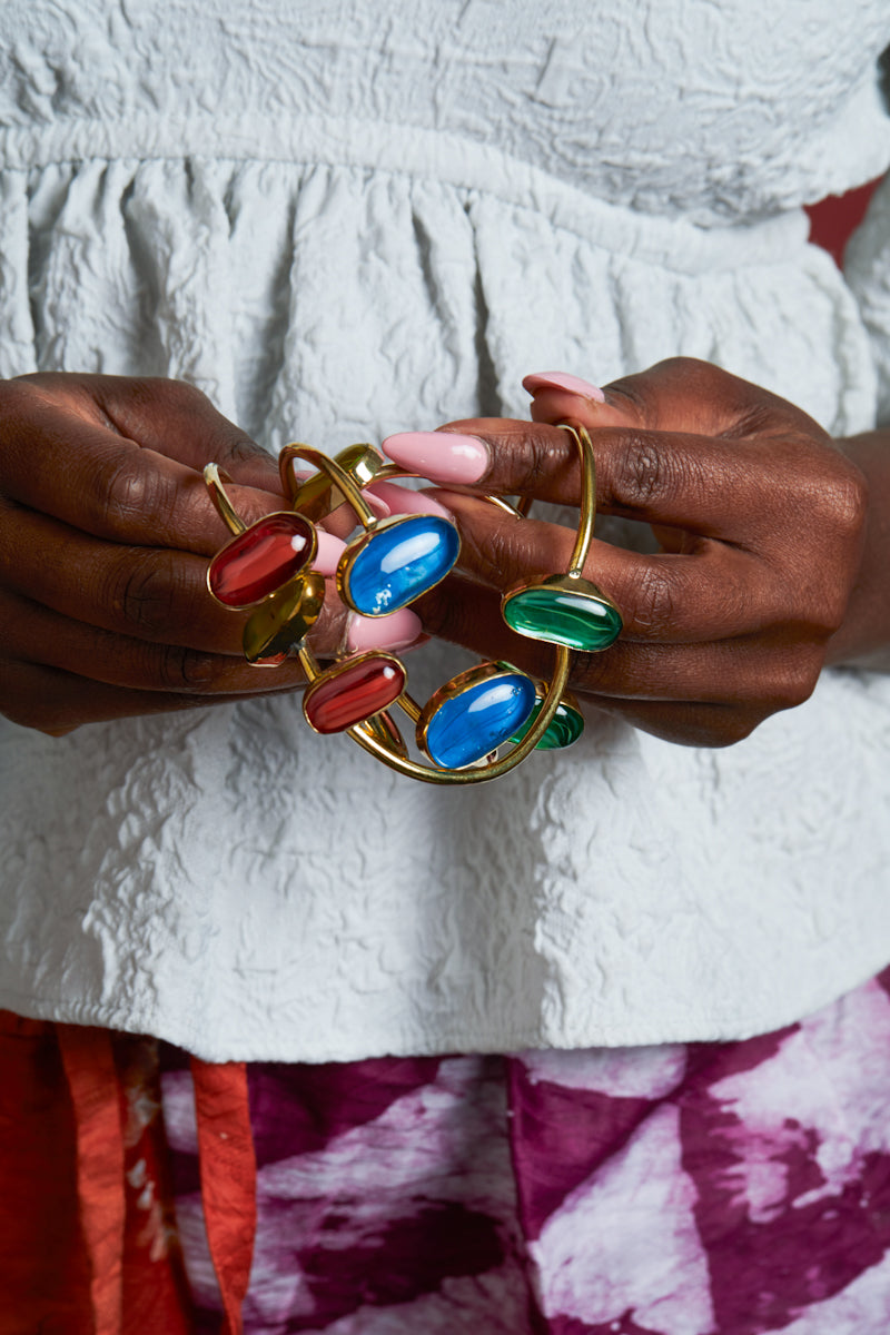 Mali African brass Bracelet - Blue