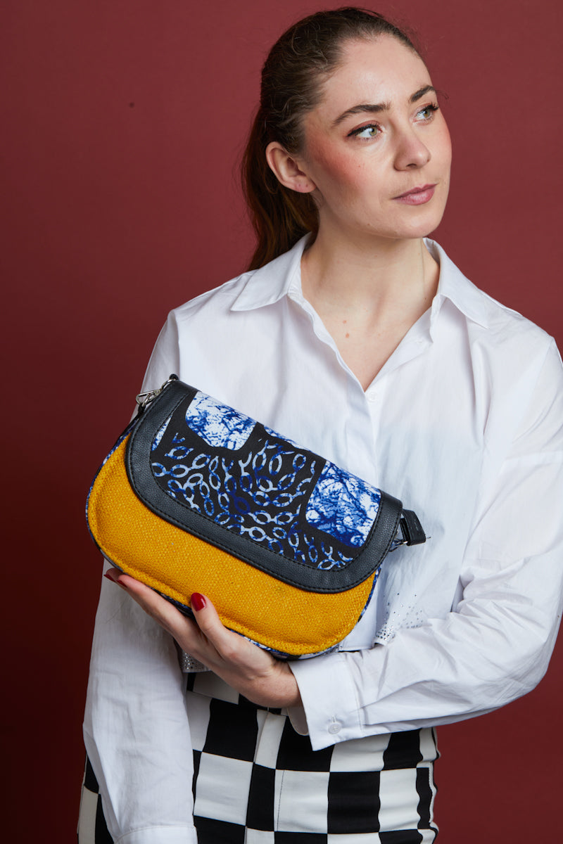 African print crossbody bag-  Yellow Jute