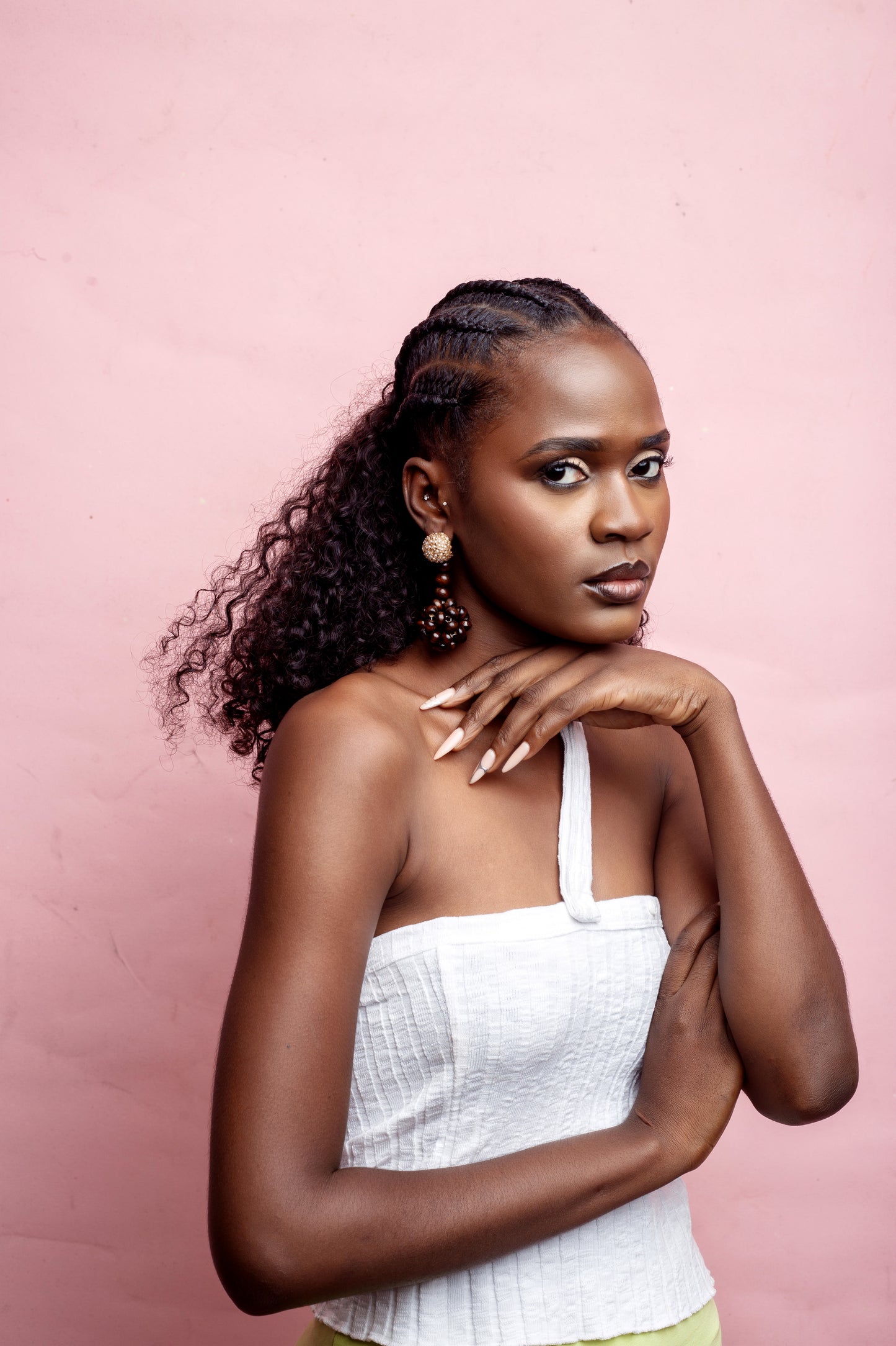 Boa African beads earrings- Brown