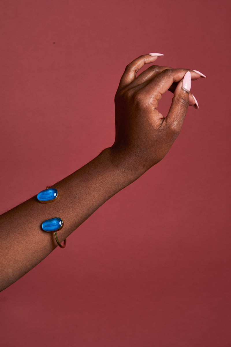 Mali African brass Bracelet - Blue