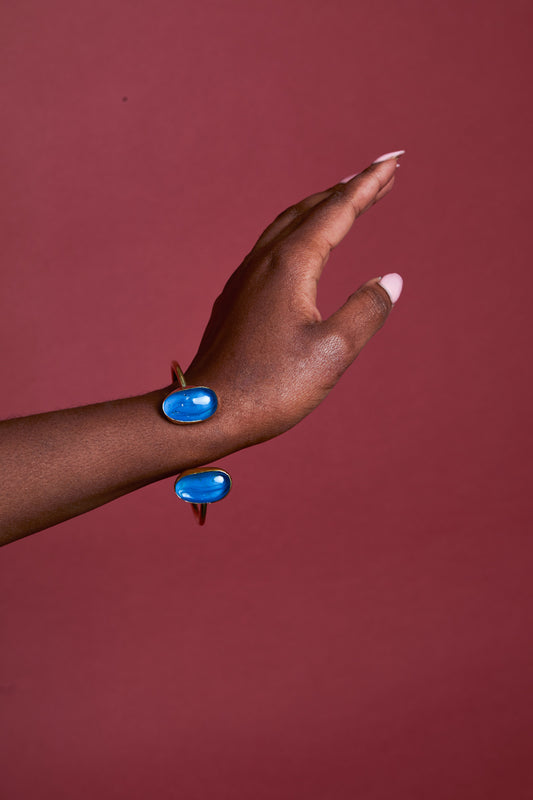 Mali African brass Bracelet - Blue