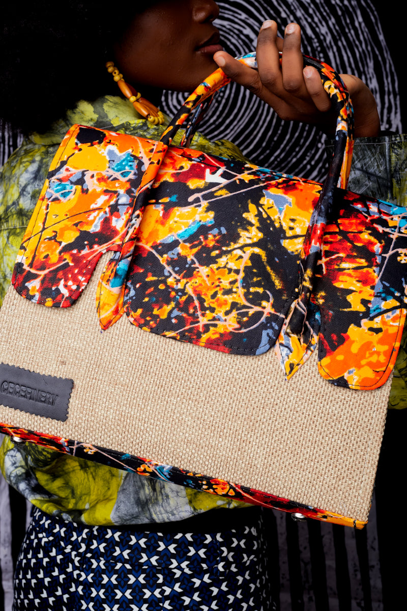 African print tote - Orange Wani Bag