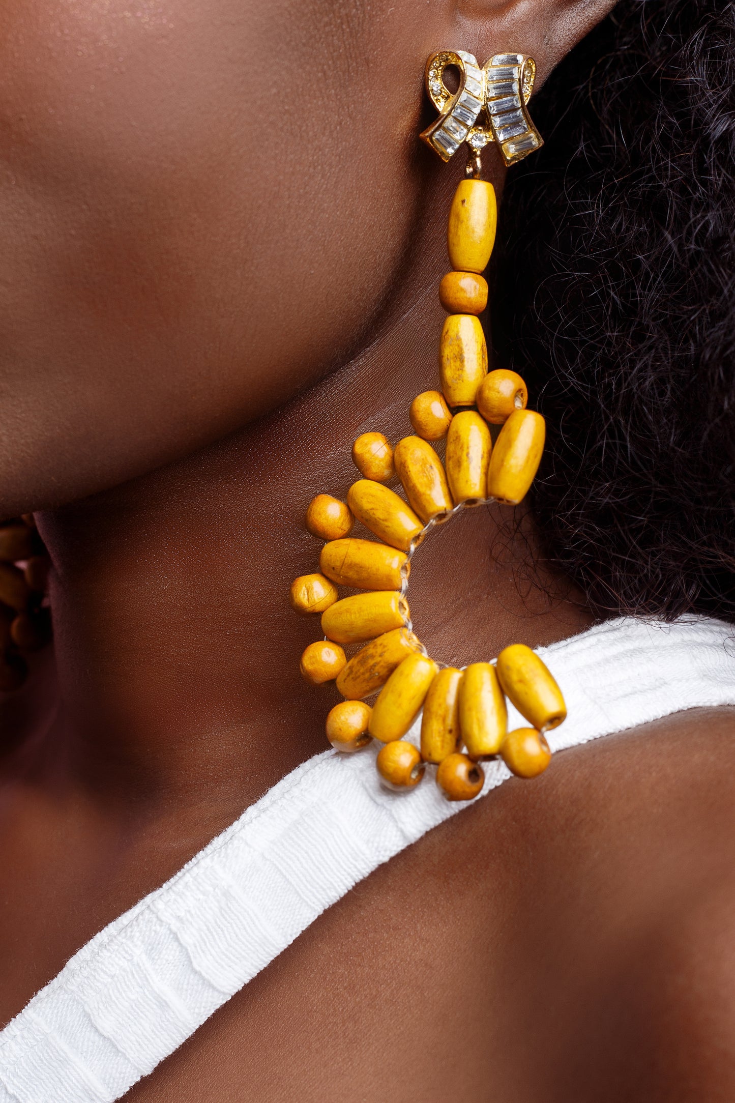 Boa African Beads Earrings- Yellow