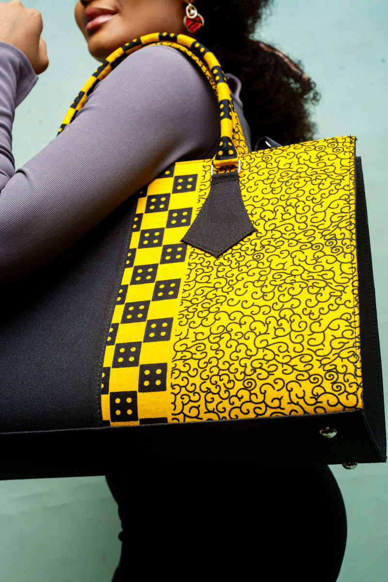 African print weekend bag- Black Jute