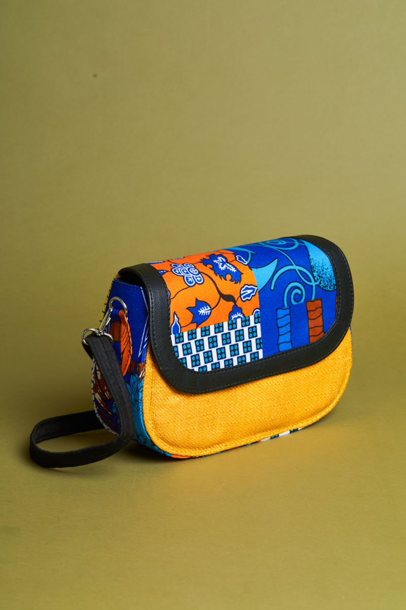 African print crossbody bag- Yellow Jute