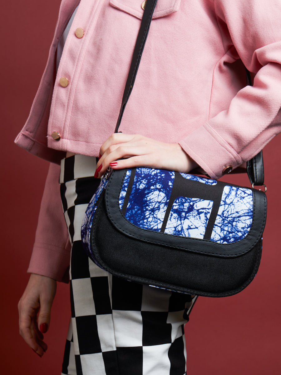 African print crossbody bag-  Black Jute