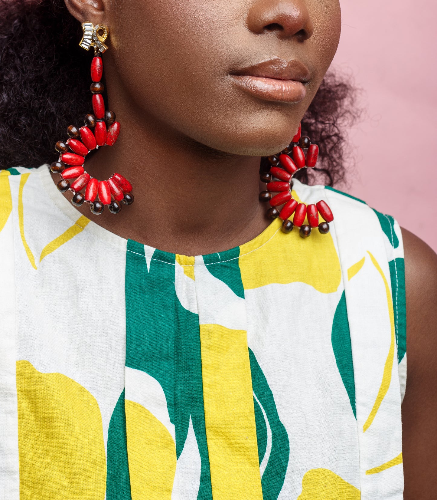 Boa African Beads Earrings- Red