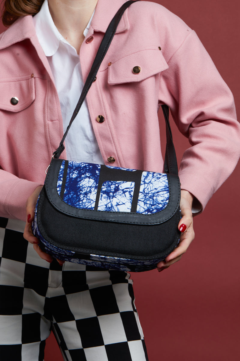 African print crossbody bag-  Black Jute