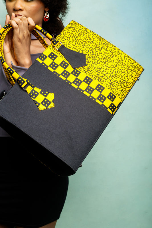 African print weekend bag- Black Jute