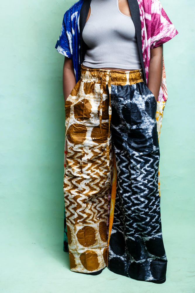Adire trousers -Orange/ Black