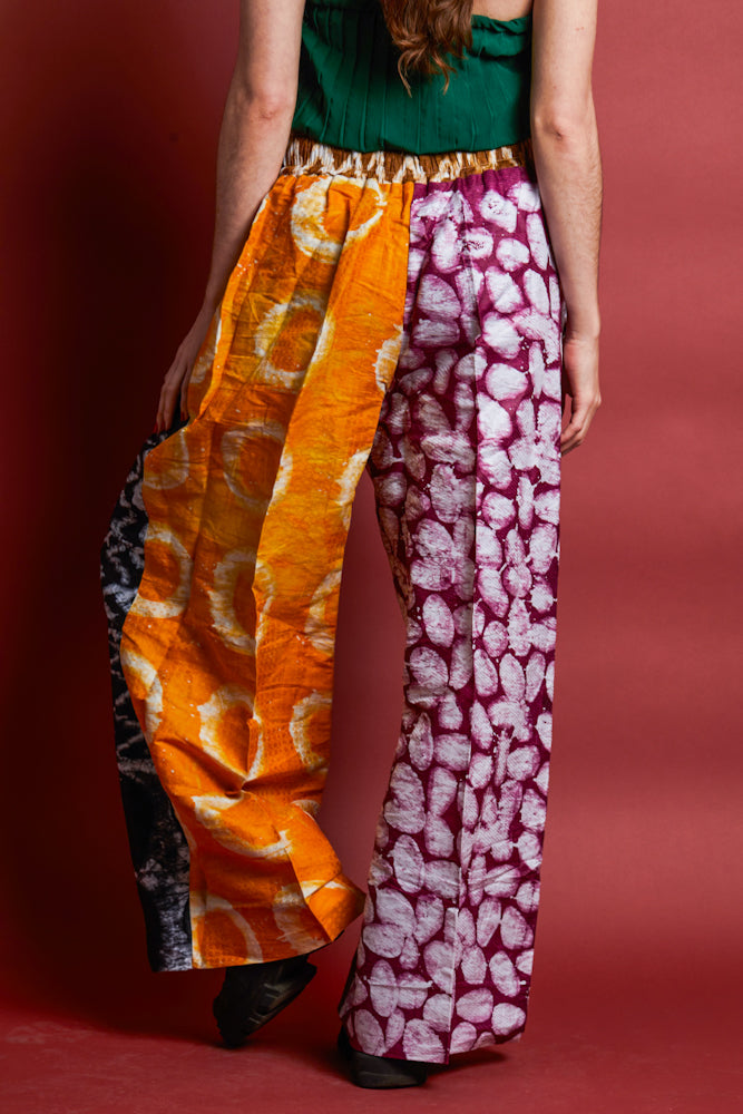 Adire trousers -Orange/ Black