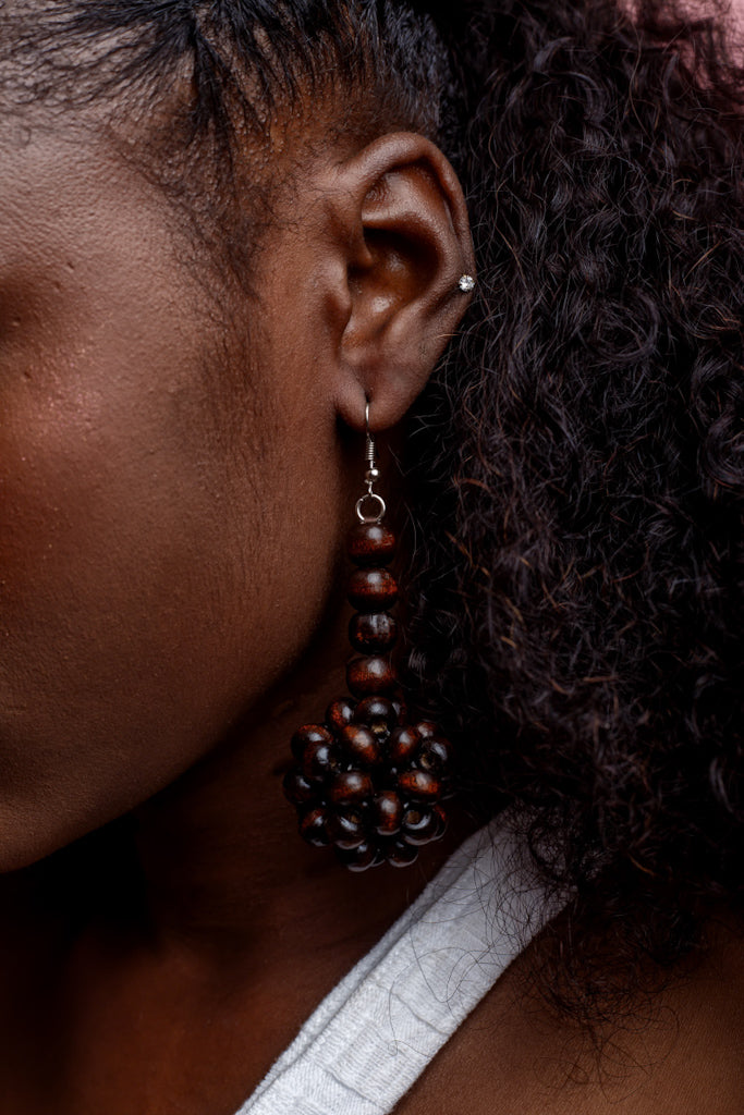 Chocolate Wooden Earrings - Medium drop - Cece Finery