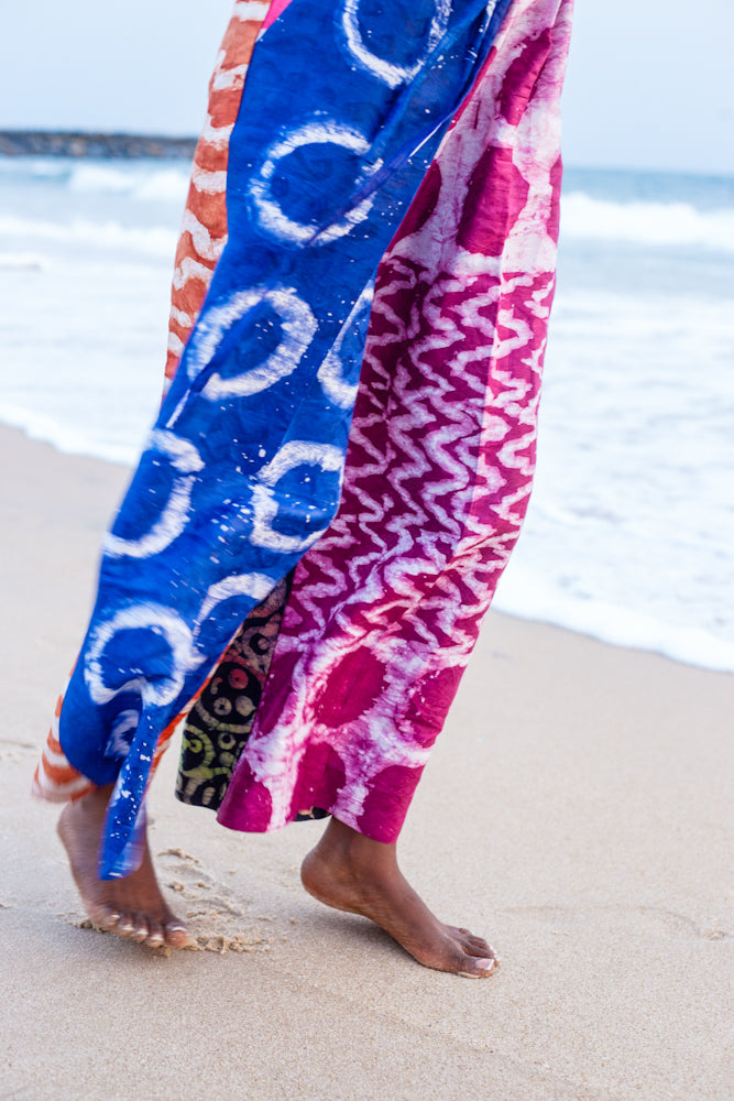 Adire Trousers - Pink/Blue