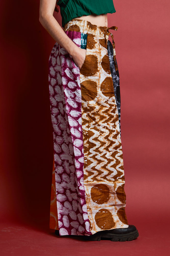 Adire trousers -Orange/ Black