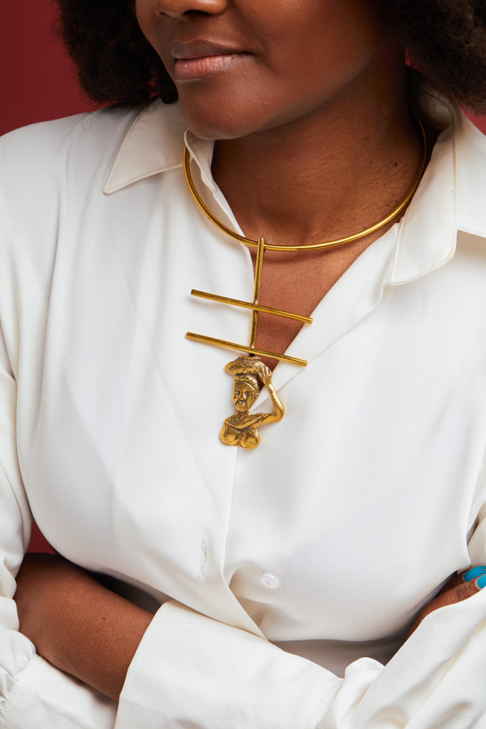 African Brass Necklace- Woman