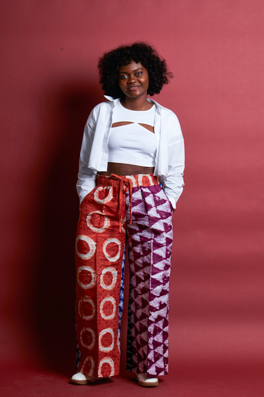 Adire Trousers - Orange|Purple