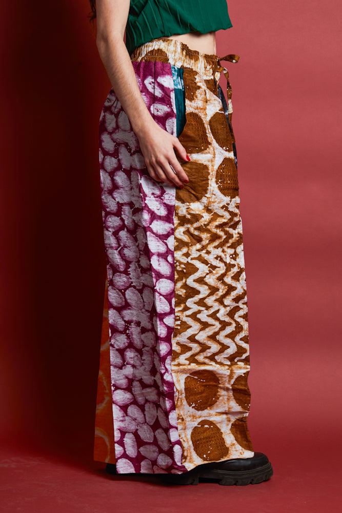 Adire trousers -Orange/ Black