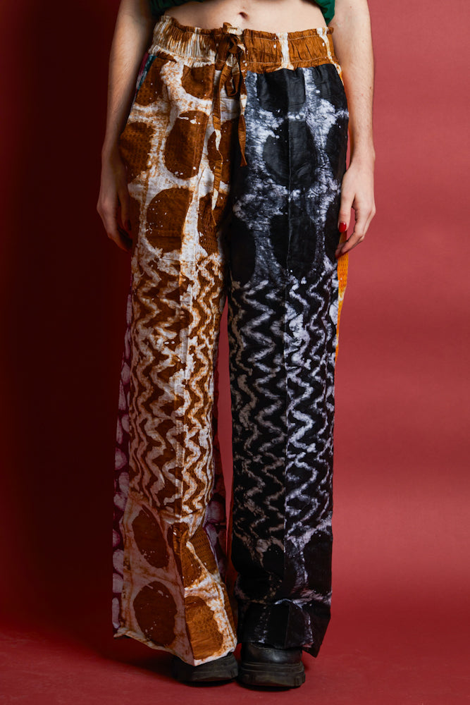 Adire trousers -Orange/ Black