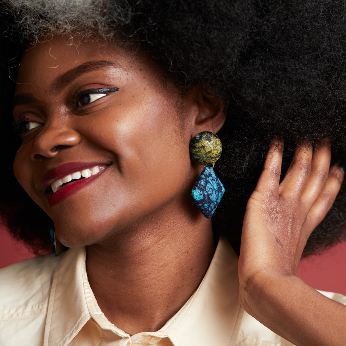 African print earrings -Adire
