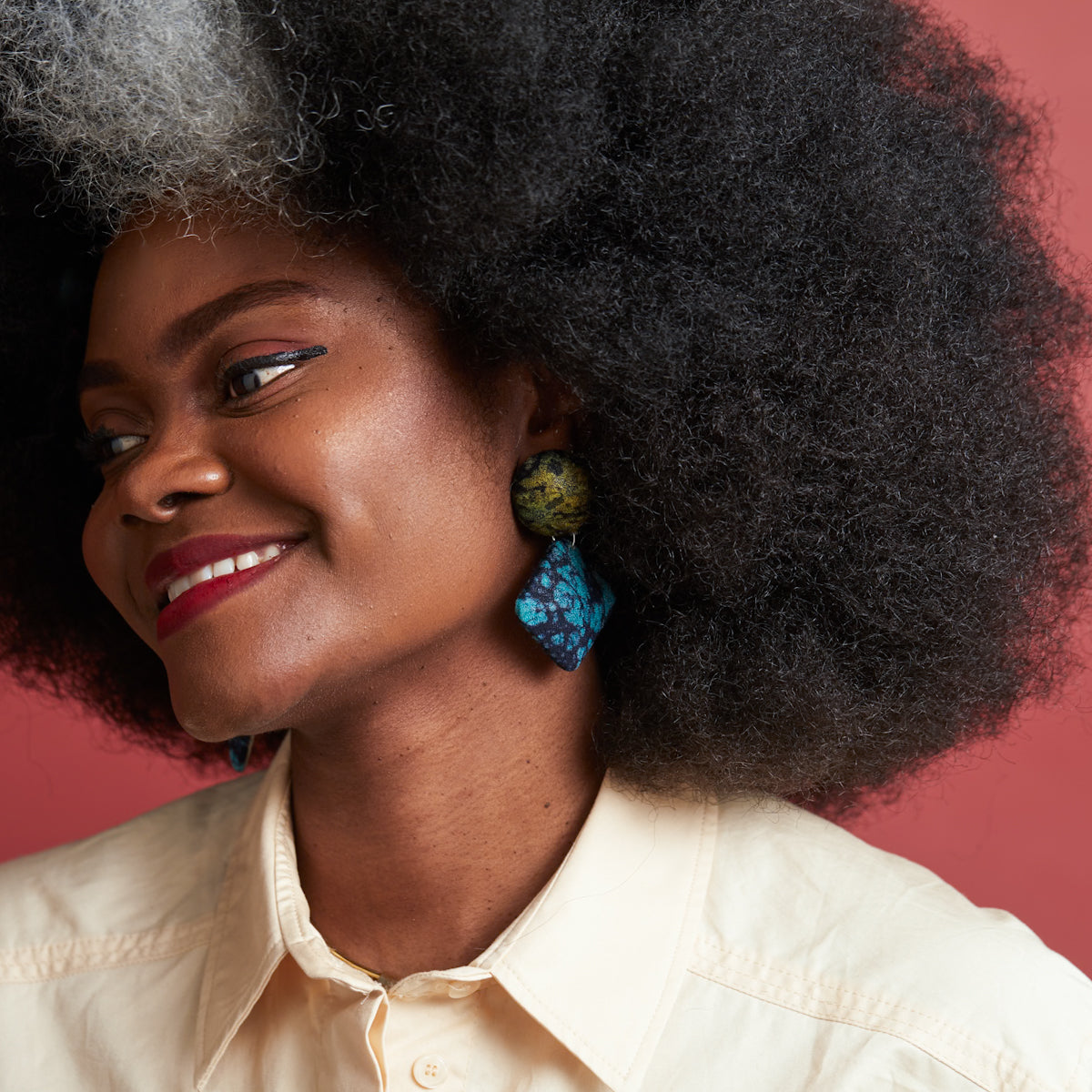 African print earrings -Adire