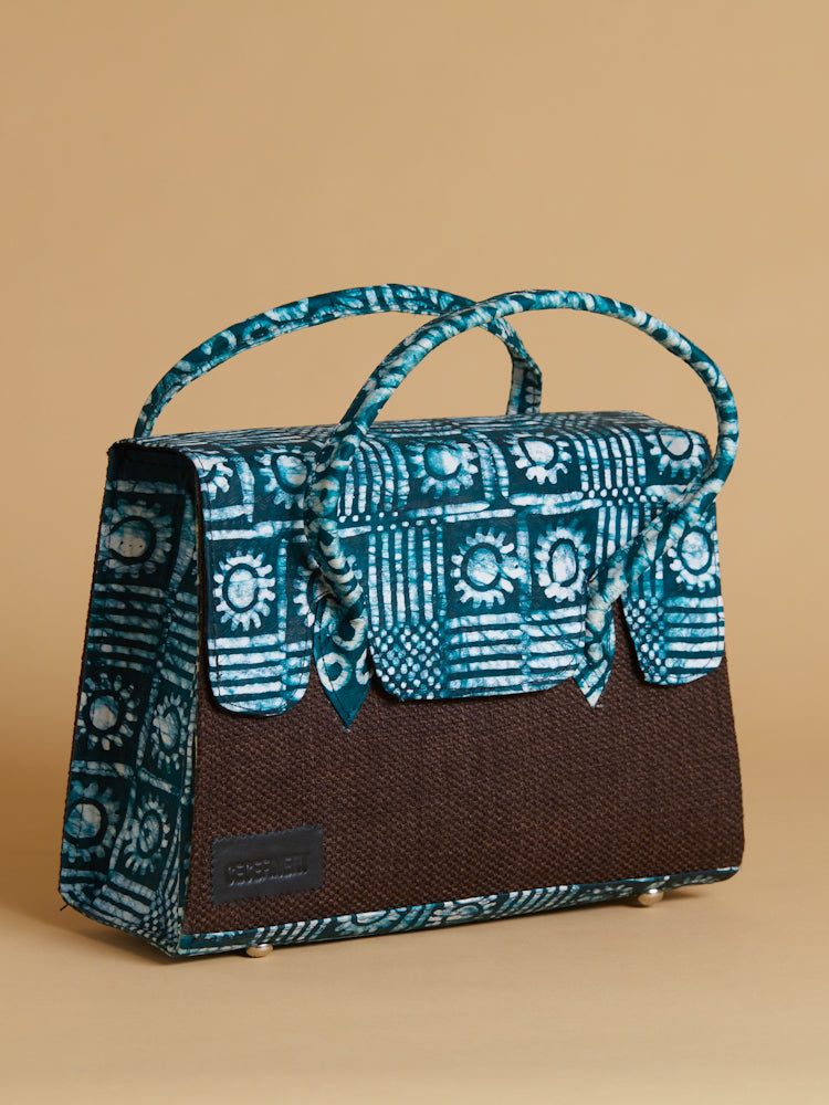 African print tote bag- the WANI- TURQUOISE