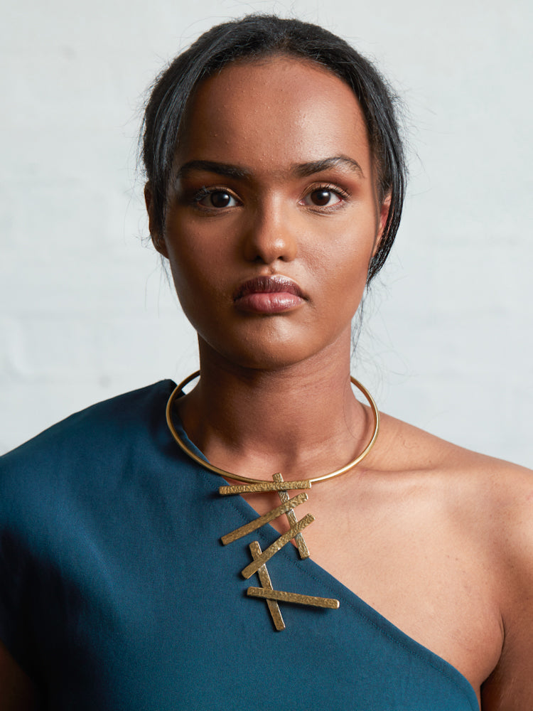 African Brass Necklace - Zigzag MSTARI
