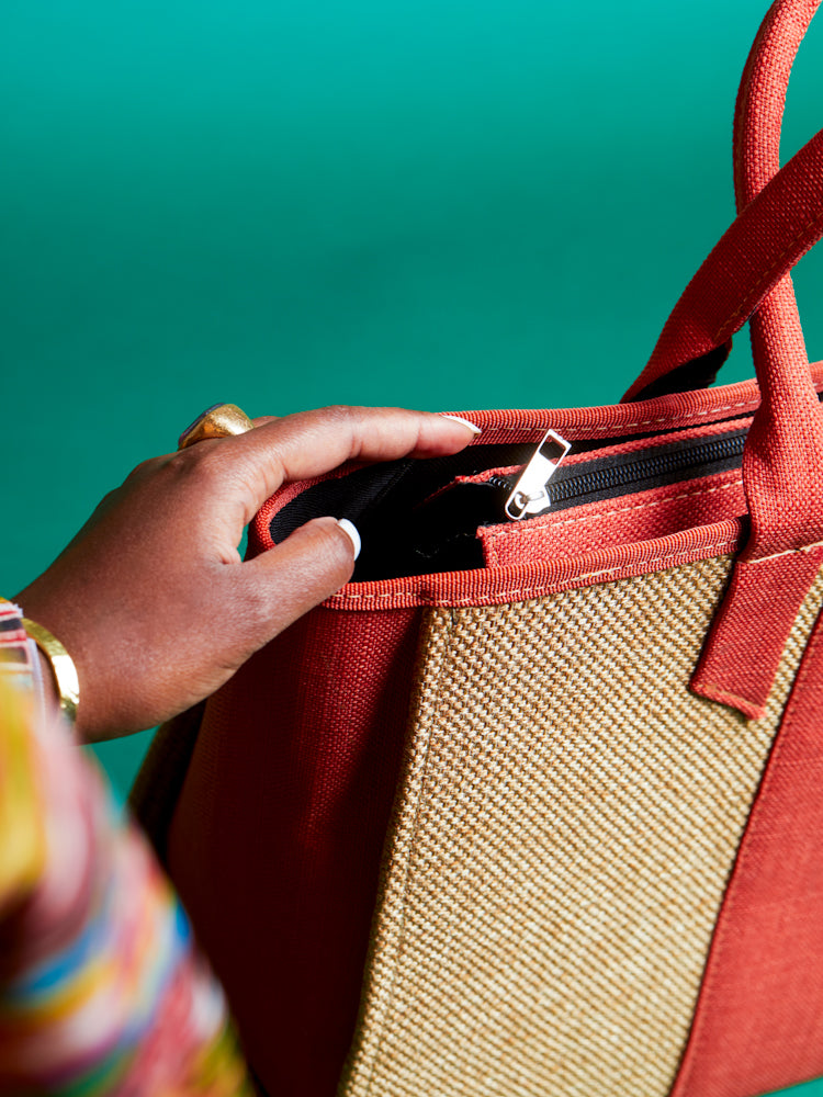 African Jute work bag - Pink Ada