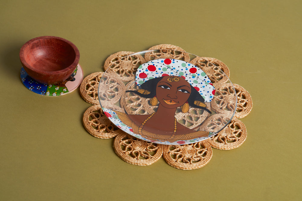 Dak Afro-chic glass Plate - Princess 1