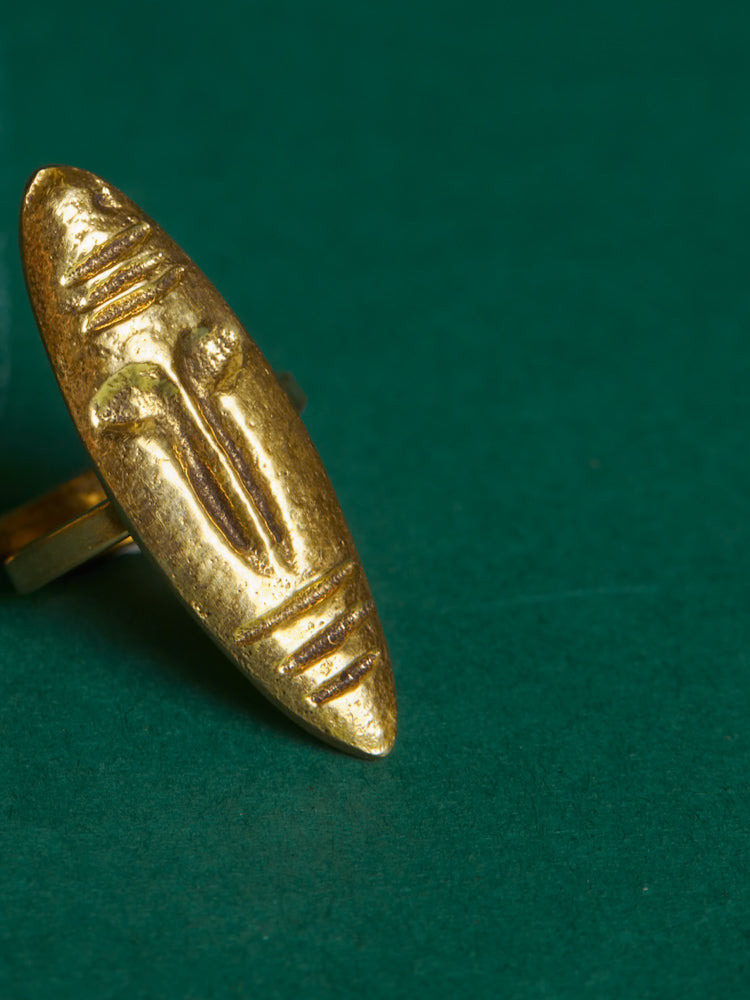 african brass ring, sustainable jewellery, handcrafted ring, minimalist brass ring, eco-conscious jewellery, adjustable ring, recycled brass, statement ring, Cece Finery