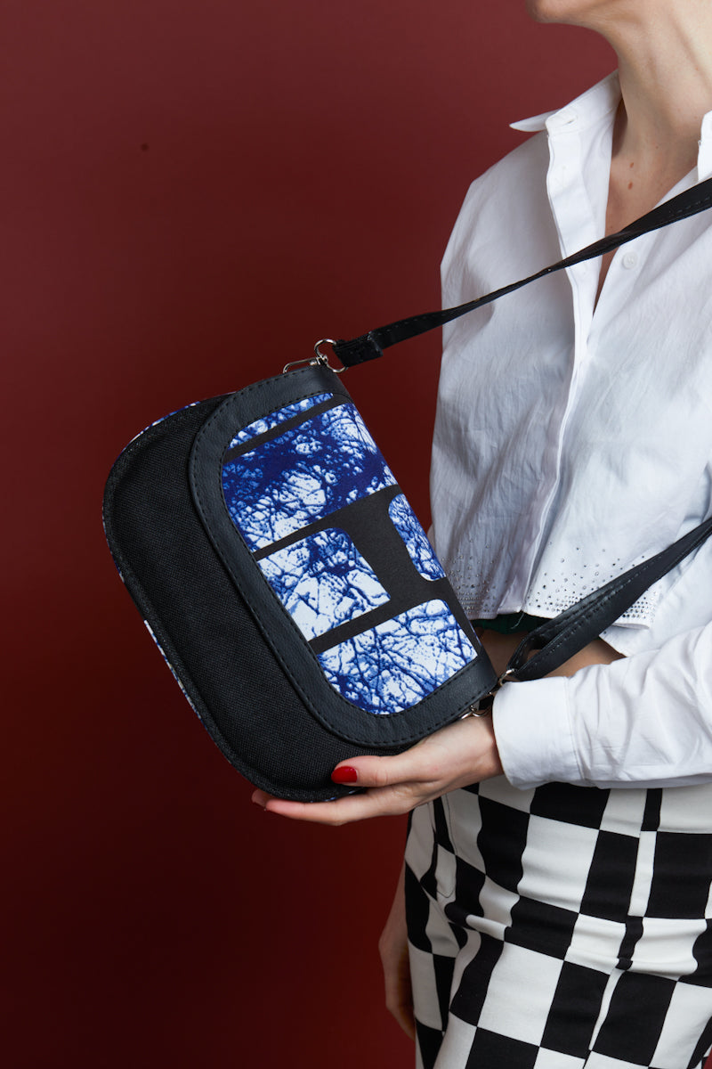 African print crossbody bag-  Black Jute