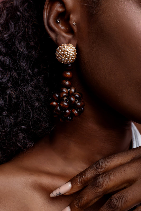 Boa African beads earrings- Brown