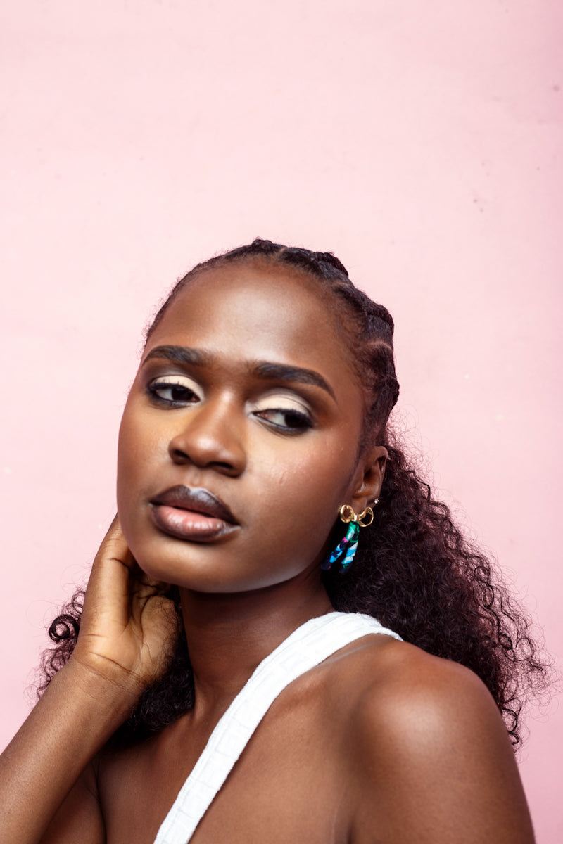 African print Bow earrings- Bleu