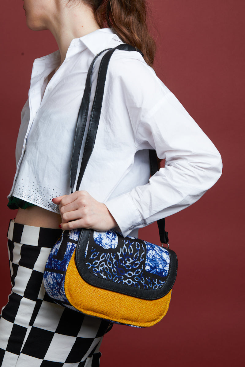 African print crossbody bag-  Yellow Jute