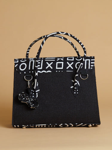 AFRICAN PRINT HANDBAG - WANI NATURAL JUTE