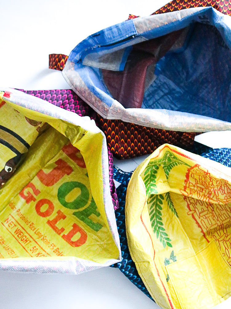 African Print Tote Bag - MAXI DAK TOTE - Pink motifs