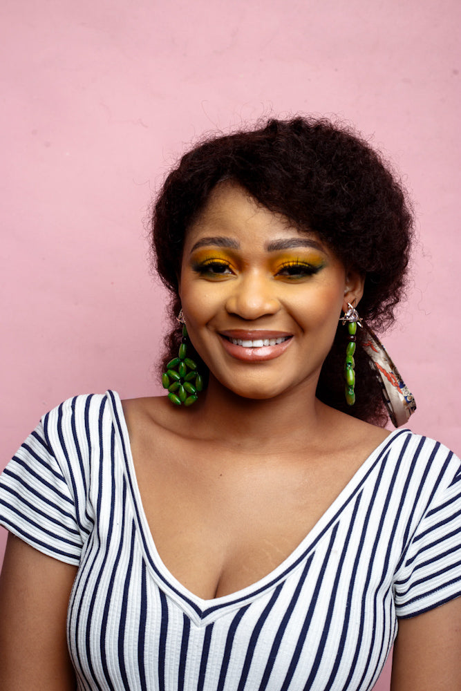 Boa African Beads Earrings- Green