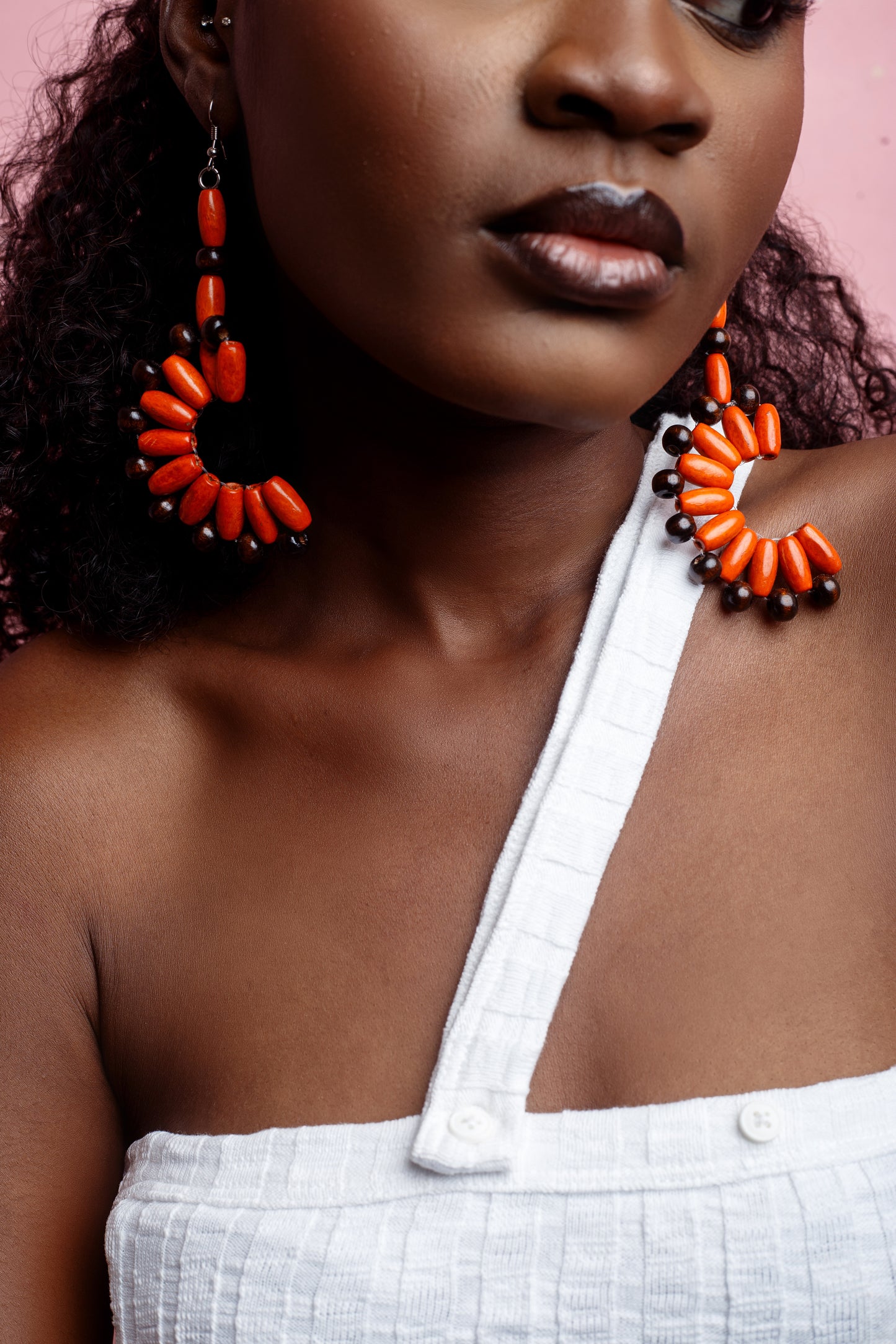 Boa African beaded earrings- Orange