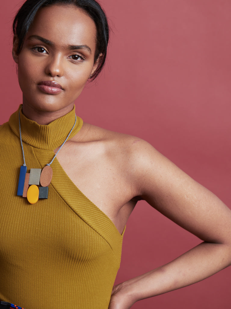 African Geometric Necklace - Square Ecco